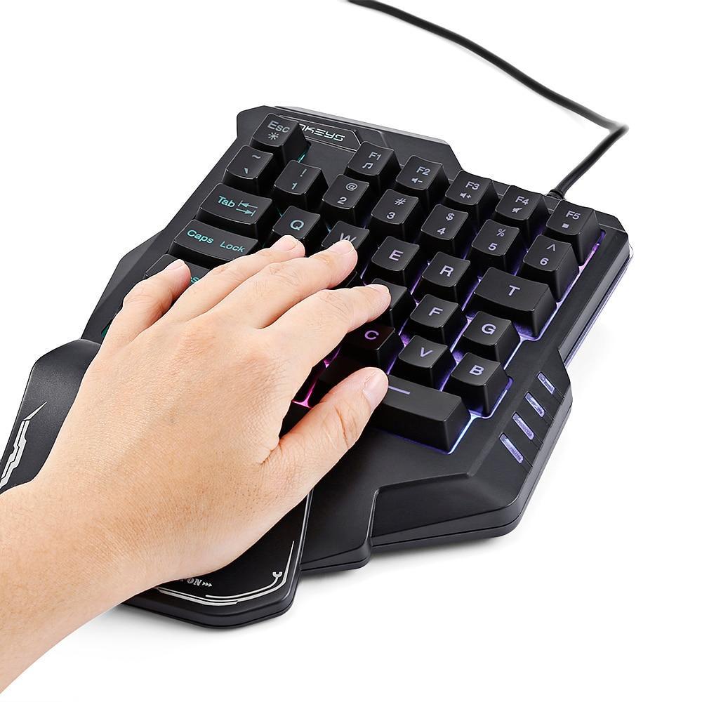Teclado mecánico para jugar con una sola mano, miniteclado portátil retroiluminado RGB, controlador de juego