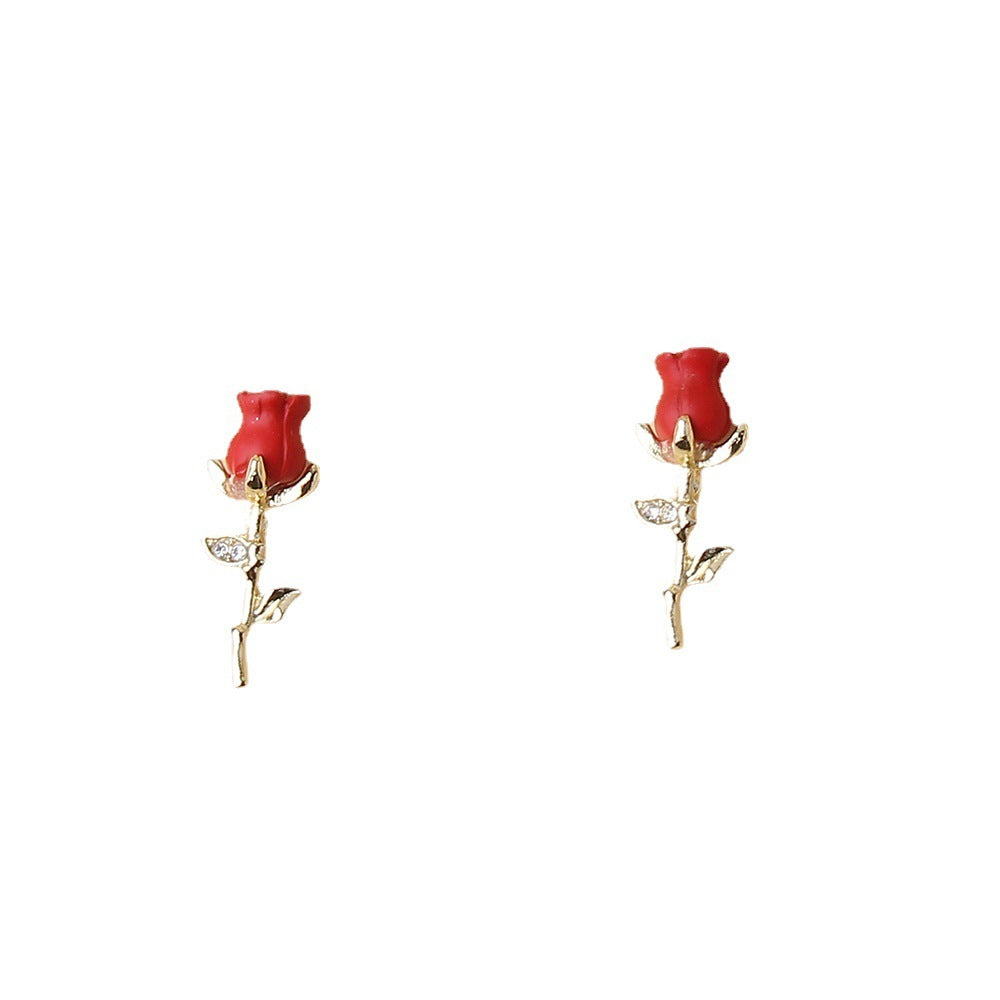 Boucles d'oreilles roses tridimensionnelles à la mode, boucles d'oreilles à fleurs personnalisées