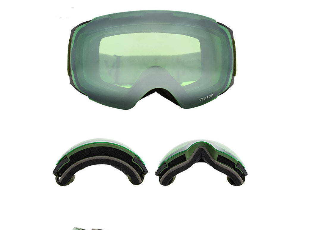 Gafas de esquí con brújula para hombres y mujeres, lentes de doble capa, superficie esférica antivaho con imanes, se pueden cambiar gafas de montañismo