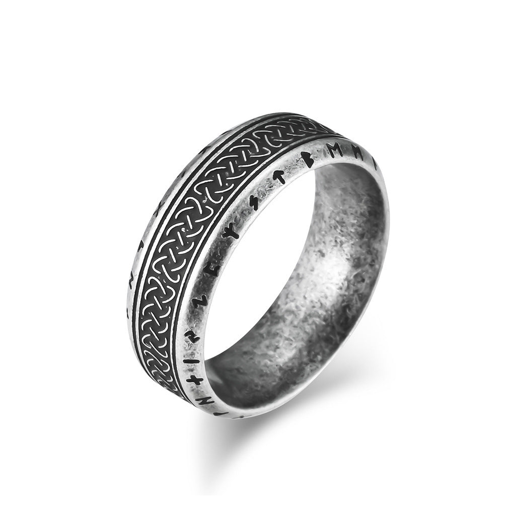 Bague en acier titane texte Viking