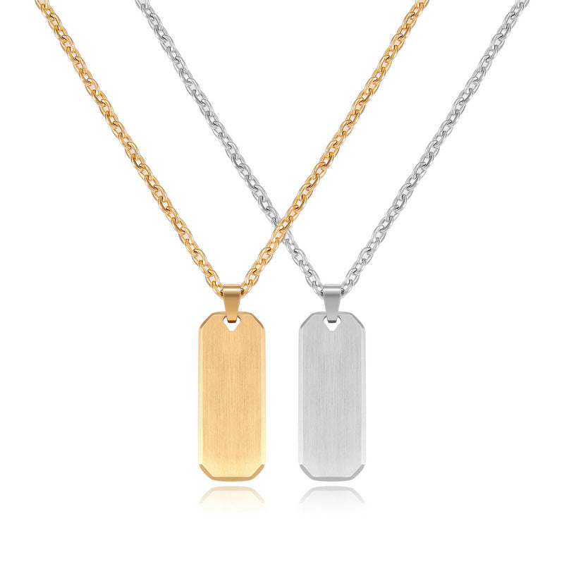 Simple Pendant Stainless Steel Nameplate Necklace Accessories