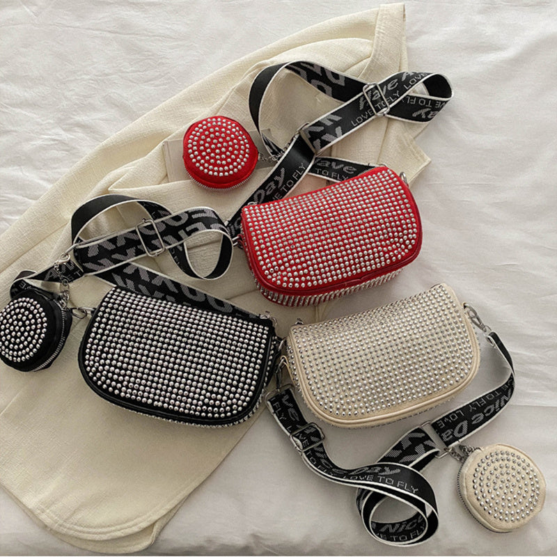 Sac à bandoulière en strass avec petit sac à main, sac à bandoulière sous les bras pour femmes, sacs de luxe de styliste