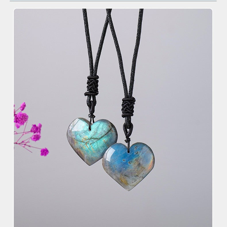 Colgante de amor de labradorita de piedra de cristal natural