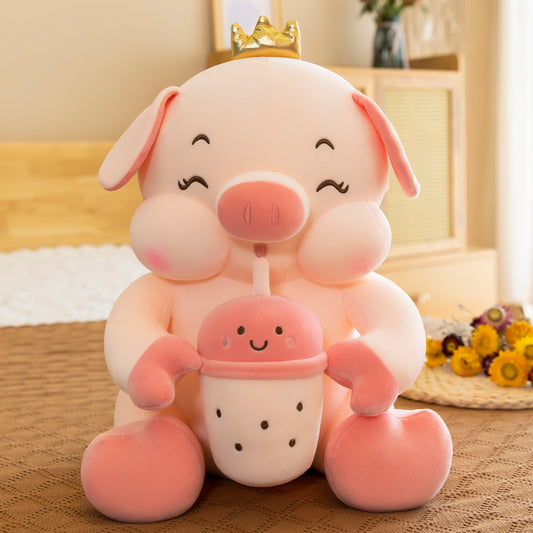 Biberon cochon poupée peluche gros oreiller chiffon