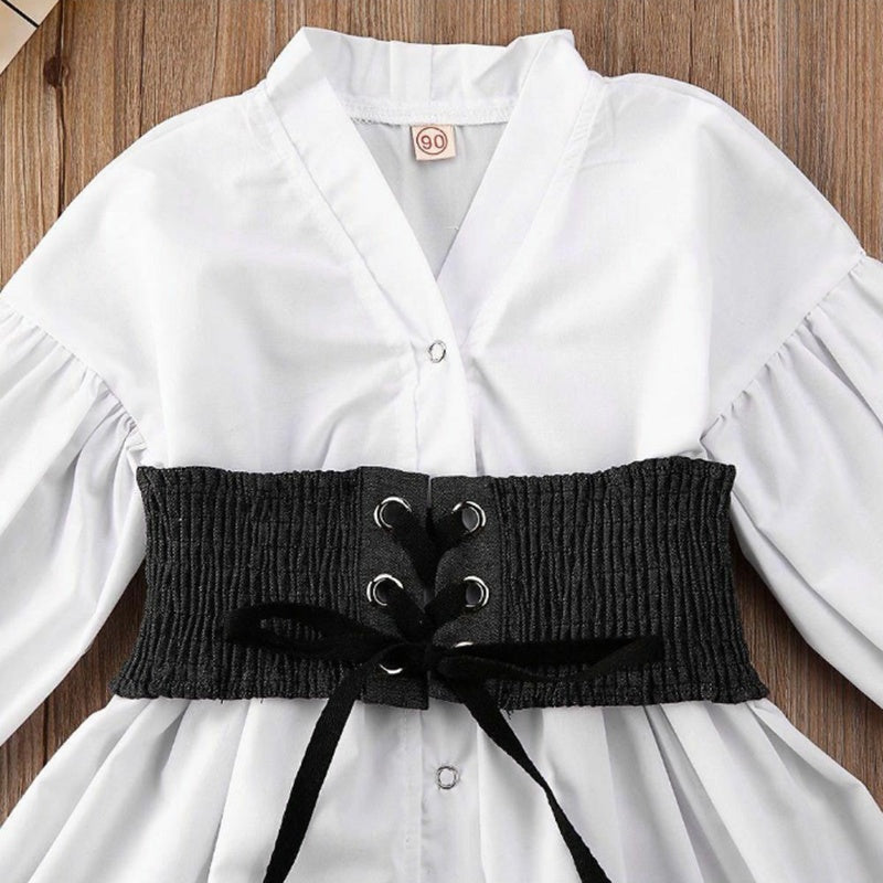 Ropa para niños Baby Irls Vestido camisero blanco de corte A para Irl