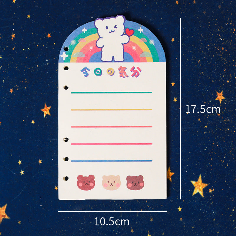 Libro mayor manual de hojas sueltas, conjunto completo de paquete de corazones para niñas, libro de bobina para quitar estudiantes