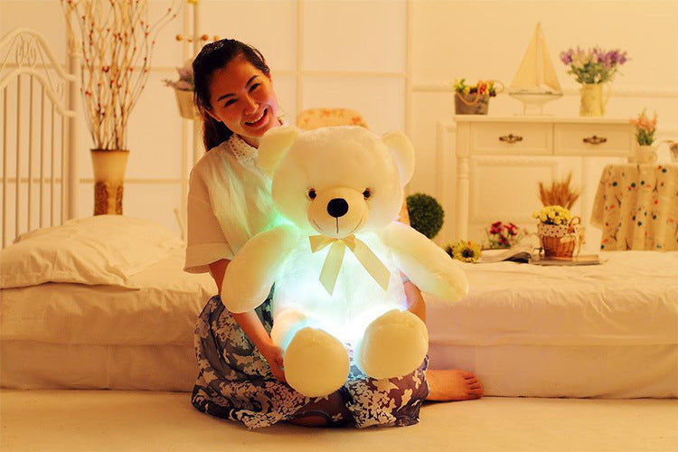 Créatif éclairage LED ours en peluche animaux en peluche jouet coloré brillant cadeau de noël pour enfants oreiller