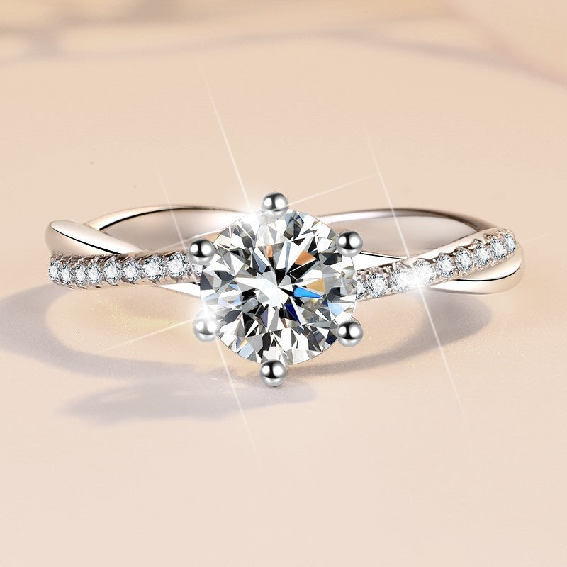 Bague Moissanite pour femme plaquée argent sterling 925