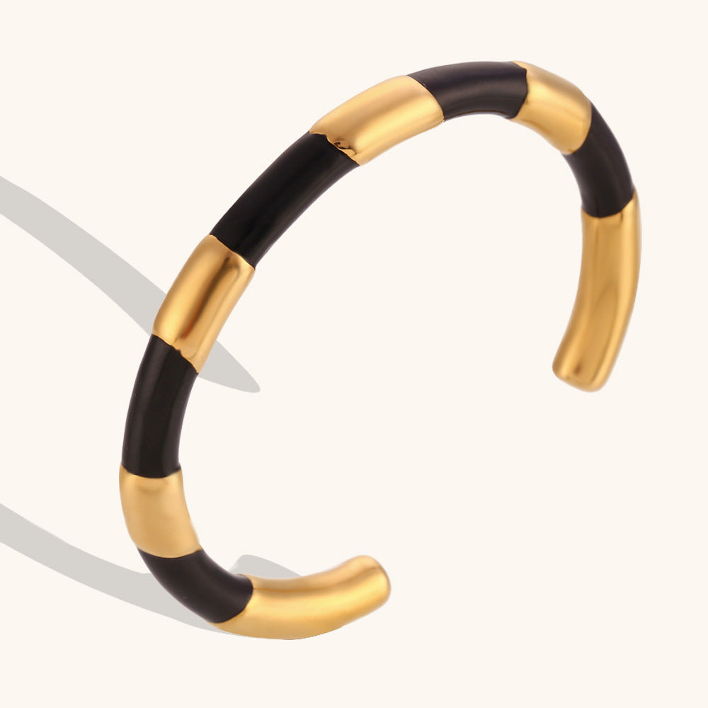 Women's Stainless Steel Open Solid Segmented Drip Bracelet