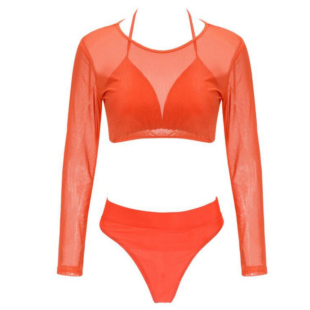 Bikini transparent sexy trois pièces uni 