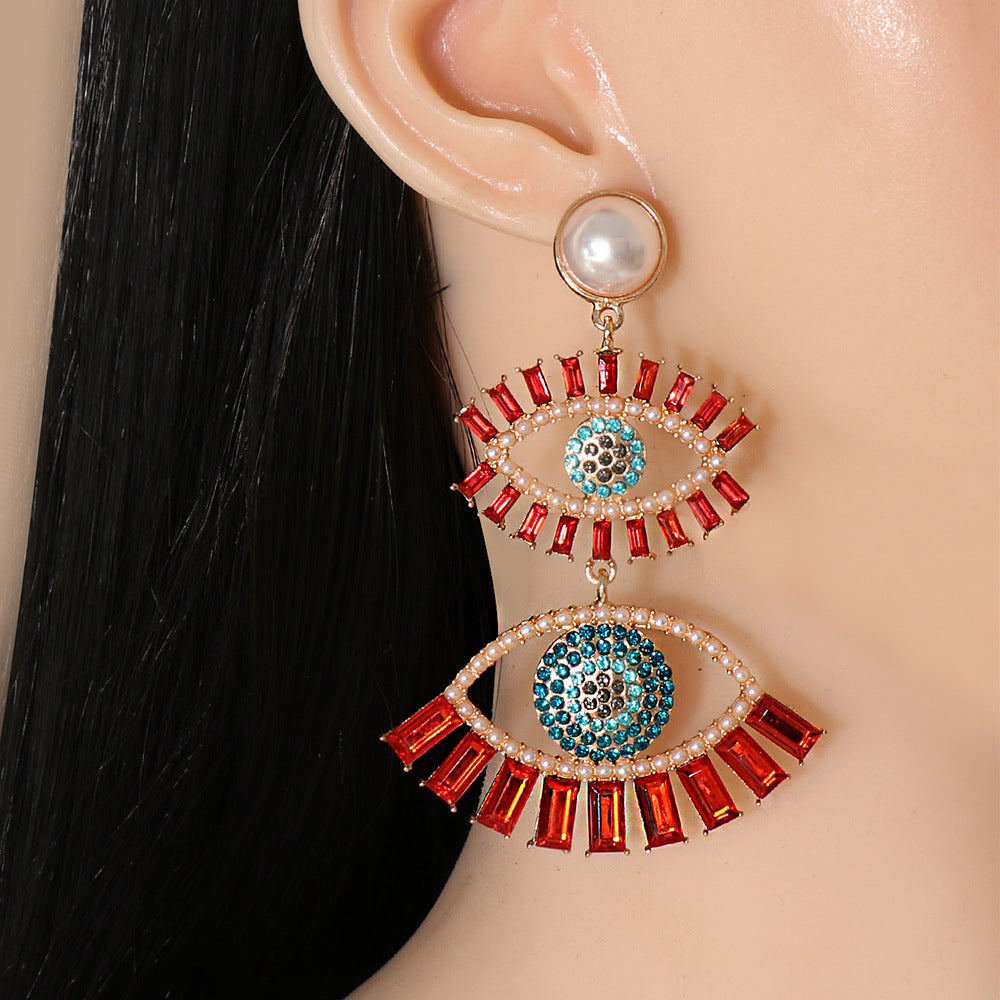 Boucles d'oreilles œil d'ange coloré pour femmes