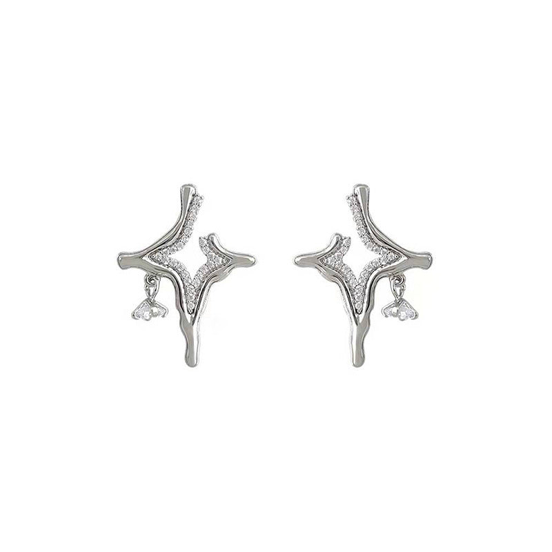 Four Eight-pointed Stars Stud Earrings For Women