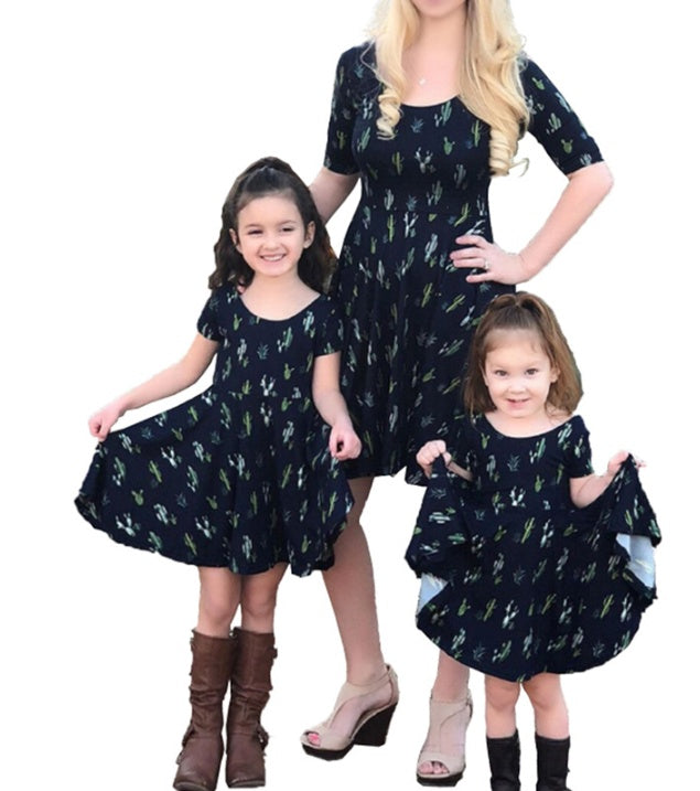 Robe à la mode pour filles, tenue imprimée de cactus