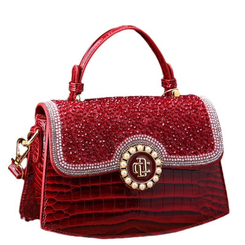 Mode nouveau sac à bandoulière portable en cuir verni diamant