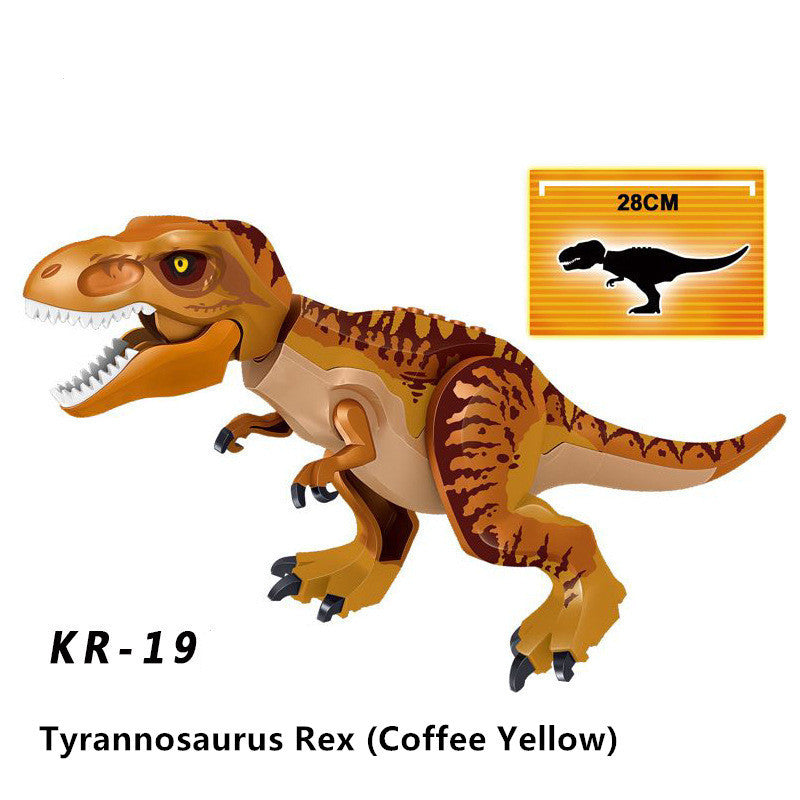 Bloques de construcción de dinosaurios coloridos jurásicos, rompecabezas para niños, montaje e inserción de juguetes para niños