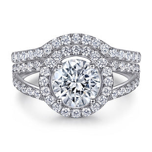 Silver Inlaid Zircon Gang Drill Combination Ring Set