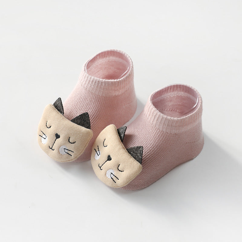 Chaussettes pour enfants, accessoires d'animaux de dessin animé, chaussettes pour bébé, distribution de colle antidérapante