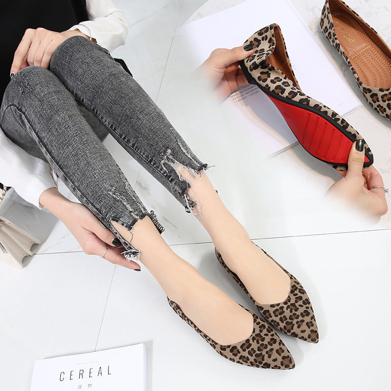 Chaussures à semelle souple et pointues, Vintage, imprimé léopard, à la mode, assorties avec tout, pour femmes