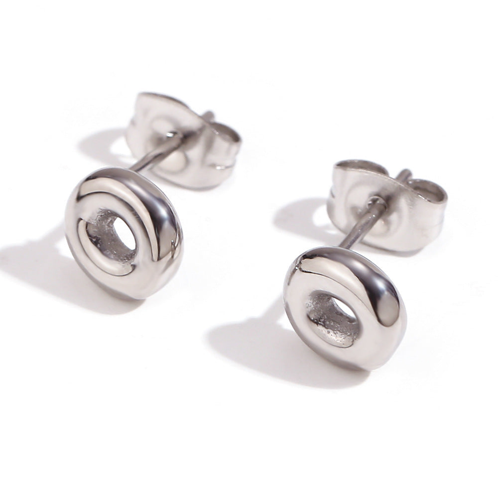 Titanium Steel Earrings 18K Gold Mini Alphabet Letter Earrings Women