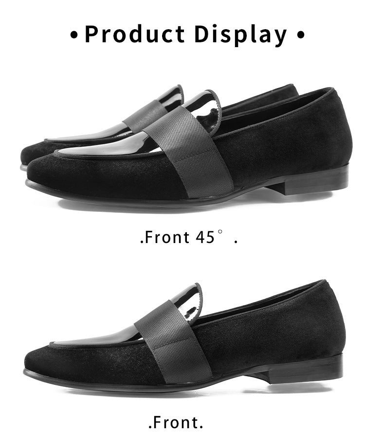 Mocassins coréens en cuir verni velours, chaussures rondes décontractées en cuir