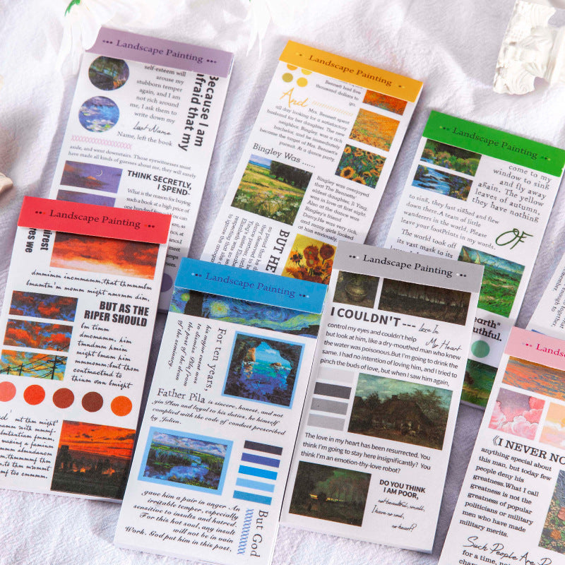 Série de livres d'autocollants anglais de base et en papier de peintures de paysages célèbres