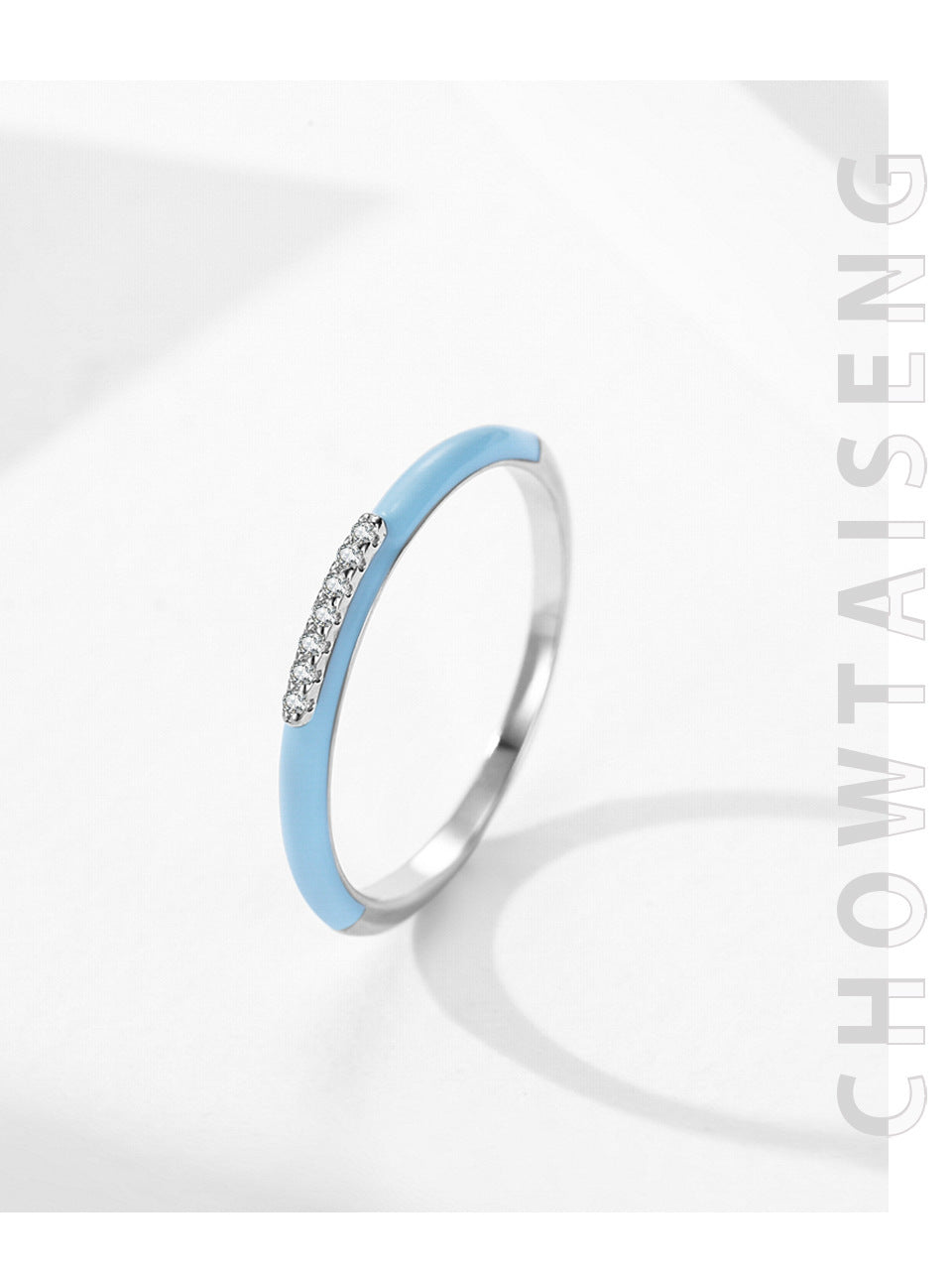 S925 Sterling Silver Blue Enamel Ring