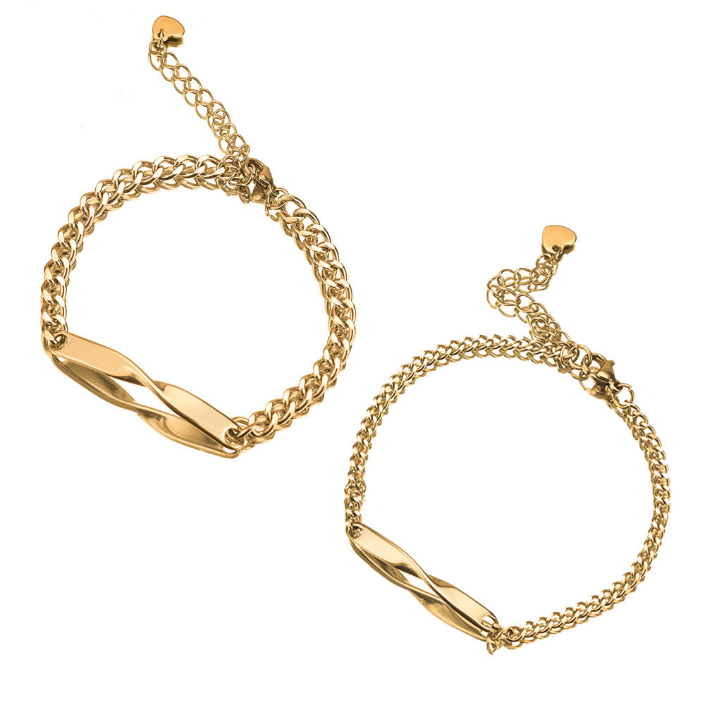Simple Stainless Steel Mobius Couple Bracelet