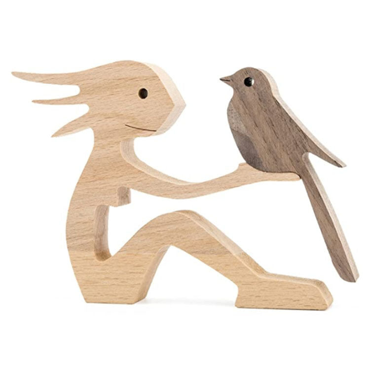 Figurine de chien en bois à faire soi-même, Sculpture de décoration de maison, un homme et un chien, Sculpture en bois, cadeaux de noël, modèle de décoration