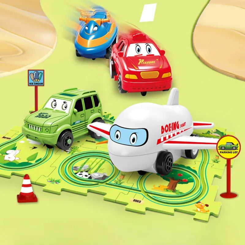Puzzle pour enfants, vitesse de chemin de fer électrique, assemblage de voiture électrique automatique, scène de ville, Construction, jouet éducatif, cadeau