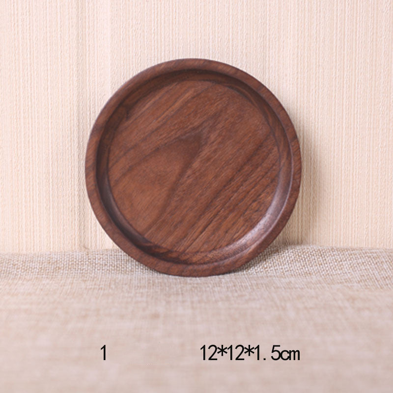 Plato llano rectangular de madera de nogal negro de estilo japonés