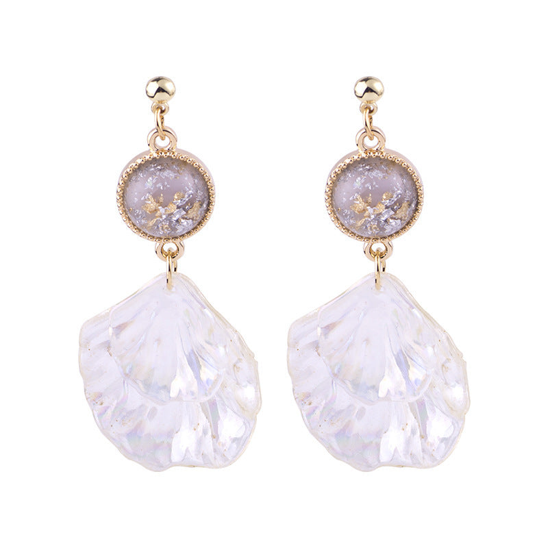 Boucles d'oreilles pétales de coquille acrylique colorées, bobine de moustique