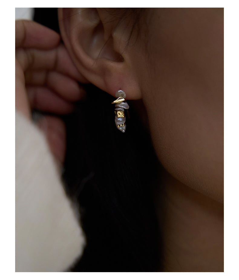 Boucles d'oreilles en perles baroques naturelles vintage