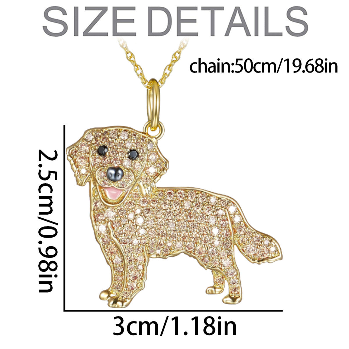 Collier pendentif mignon en forme de Golden Retriever