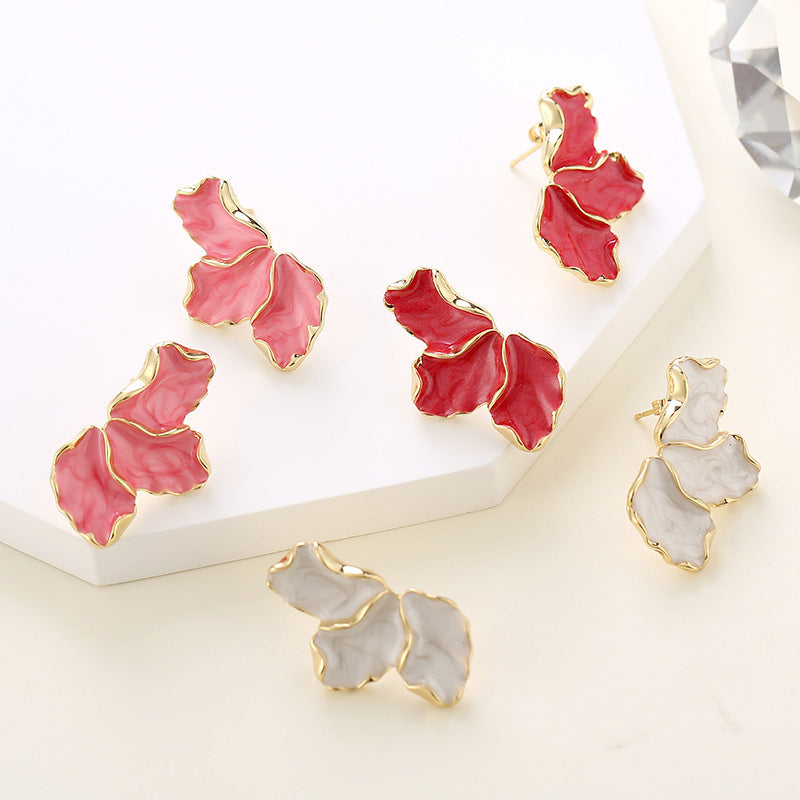 Boucles d'oreilles femelles en forme de feuille d'érable, goutte à goutte, fleur d'huile