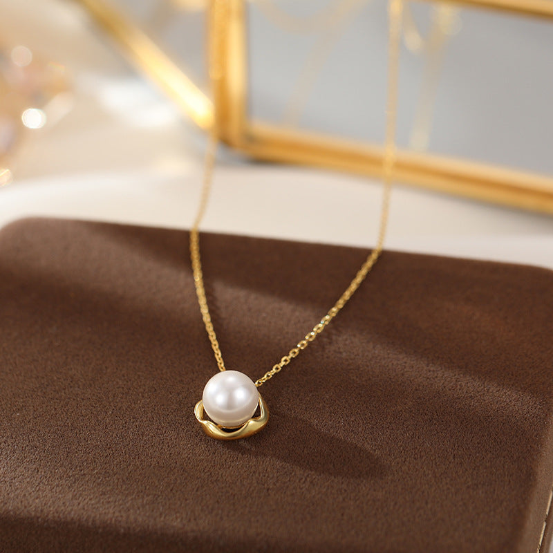 Collier avec pendentif en perles de coquillage en argent sterling pour femmes