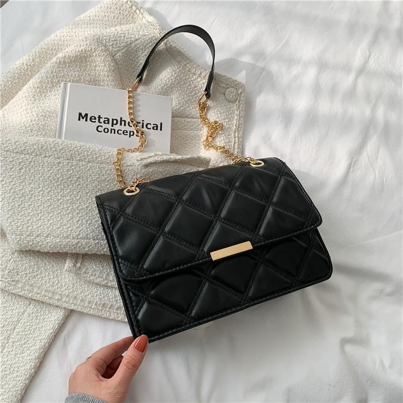 Sac décontracté de couleur unie à bandoulière en chaîne de grande capacité