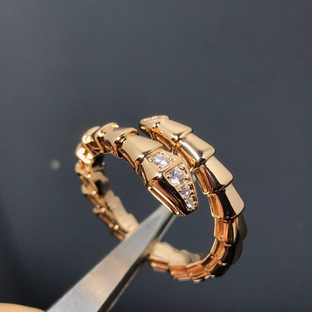 Bague créative sertie de diamants serpent pour femme