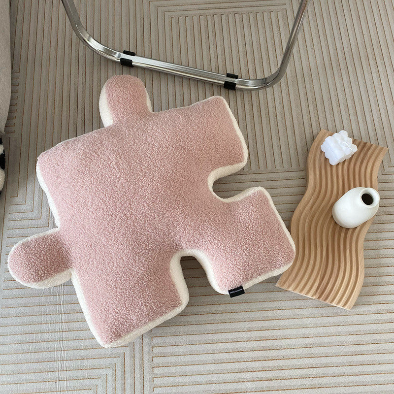 Oreiller en forme de Puzzle créatif en peluche, coussin moderne épissable, coussin de taille pour salon, décoration de la maison