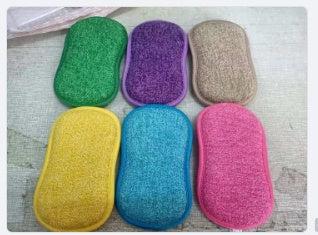 Éponge magique de nettoyage de cuisine Double face, microfibre antiadhésive, pièces de cuisine, bol de lavage et outils de casserole