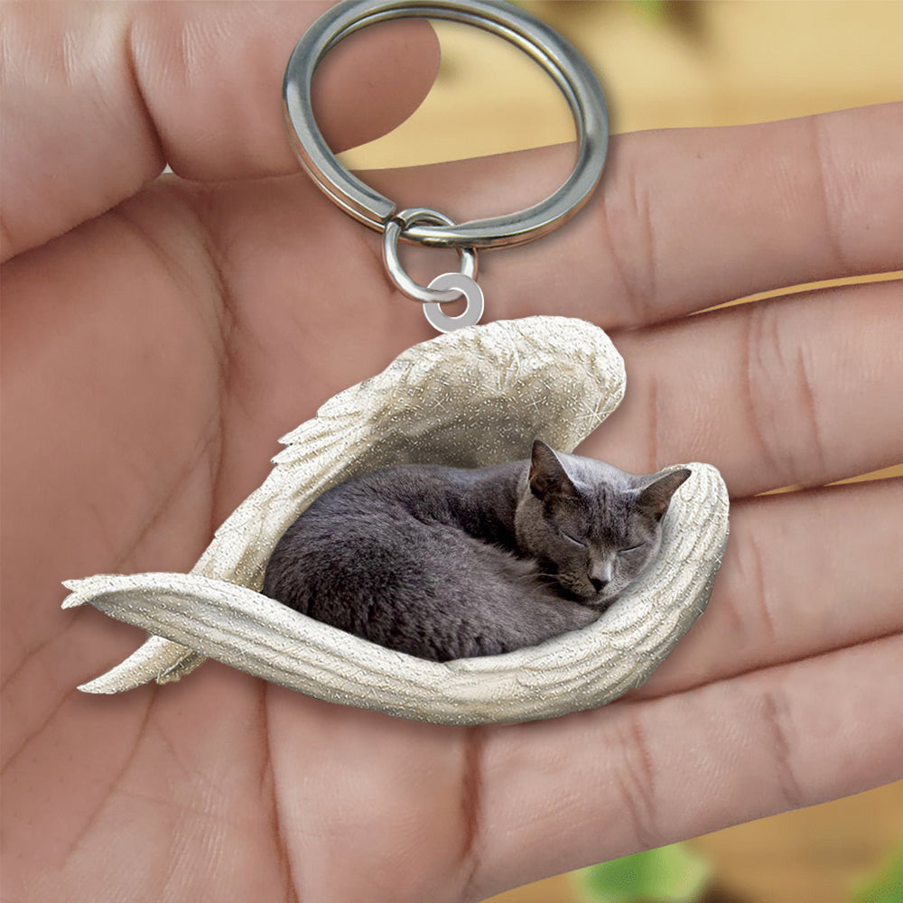 New Unique Dogs And Cats Sleeping Angel Pendant Car Key Ring