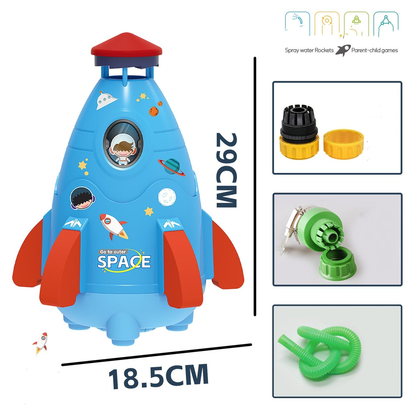 Aspersor de cohete espacial para niños