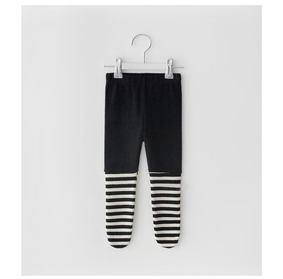 Collants rayés surpiqués