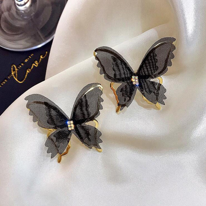 Clous papillon en maille creuse avec aiguille en argent sterling, super fée romantique française