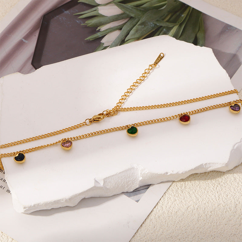 Collier pendentif en forme de cœur d'amour coloré en acier titane