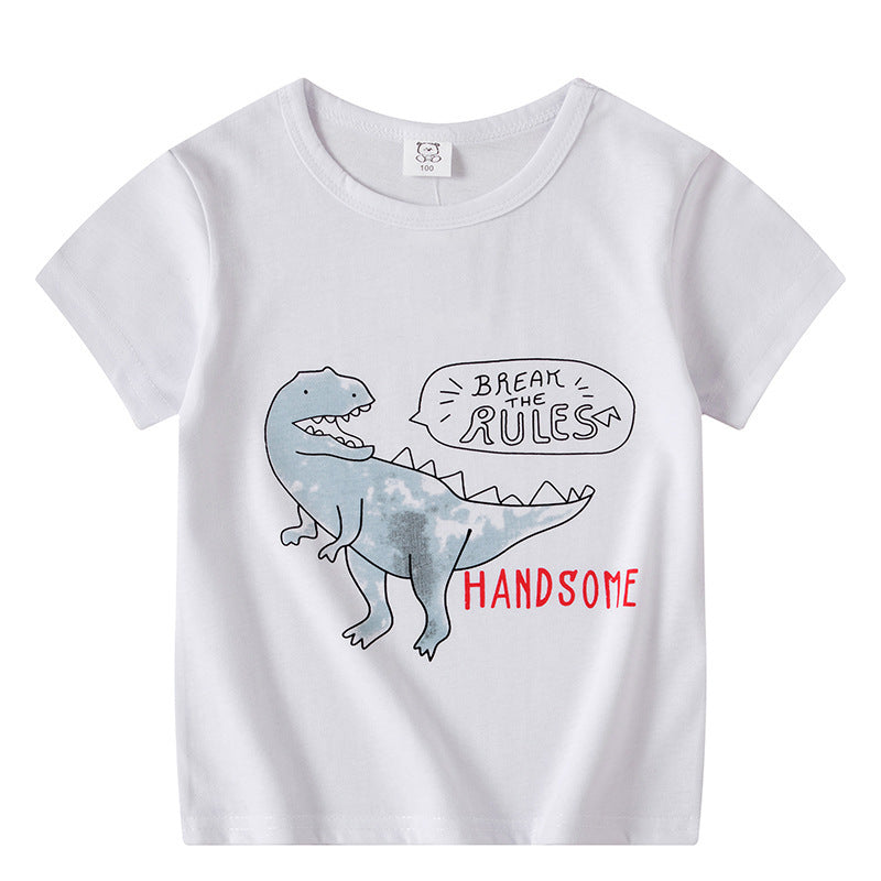 T-shirt à manches courtes pour enfants, garçons et filles, haut à manches mi-longues avec dessin animé