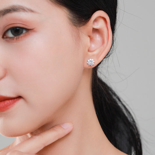 Boucles d'oreilles à tige en forme de fleur en argent sterling S925 pour femmes