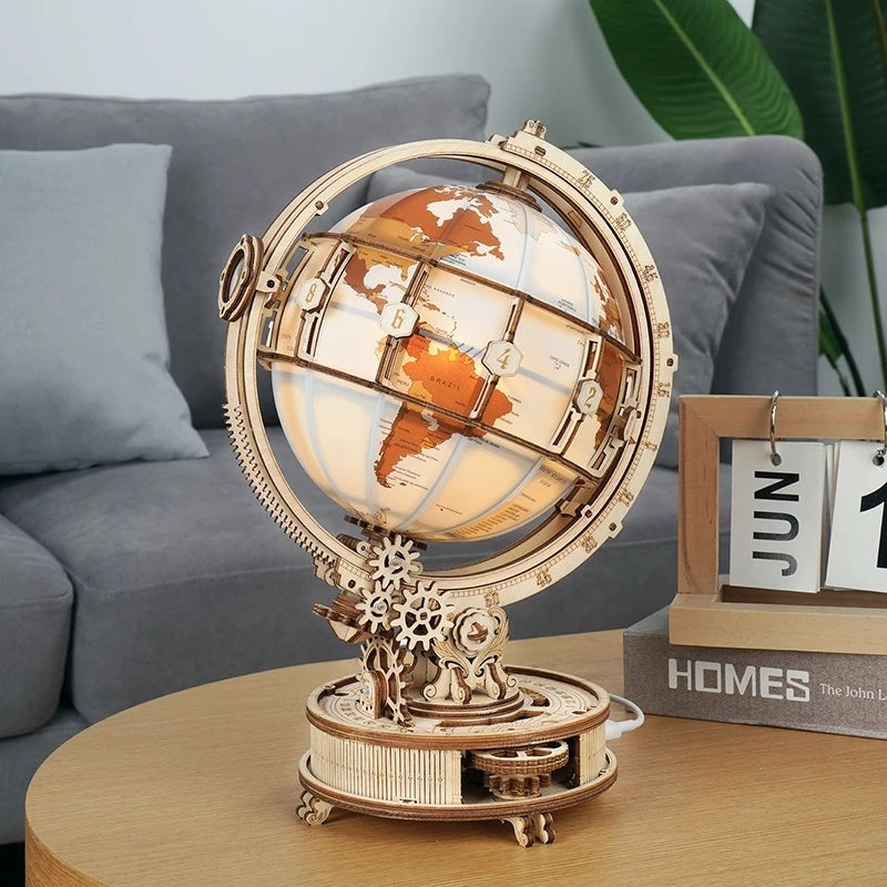 Robotime ROKR Globe lumineux 3D jeux de Puzzle en bois assembler des Kits de construction de modèles jouets cadeau pour enfants garçon livraison directe du fournisseur