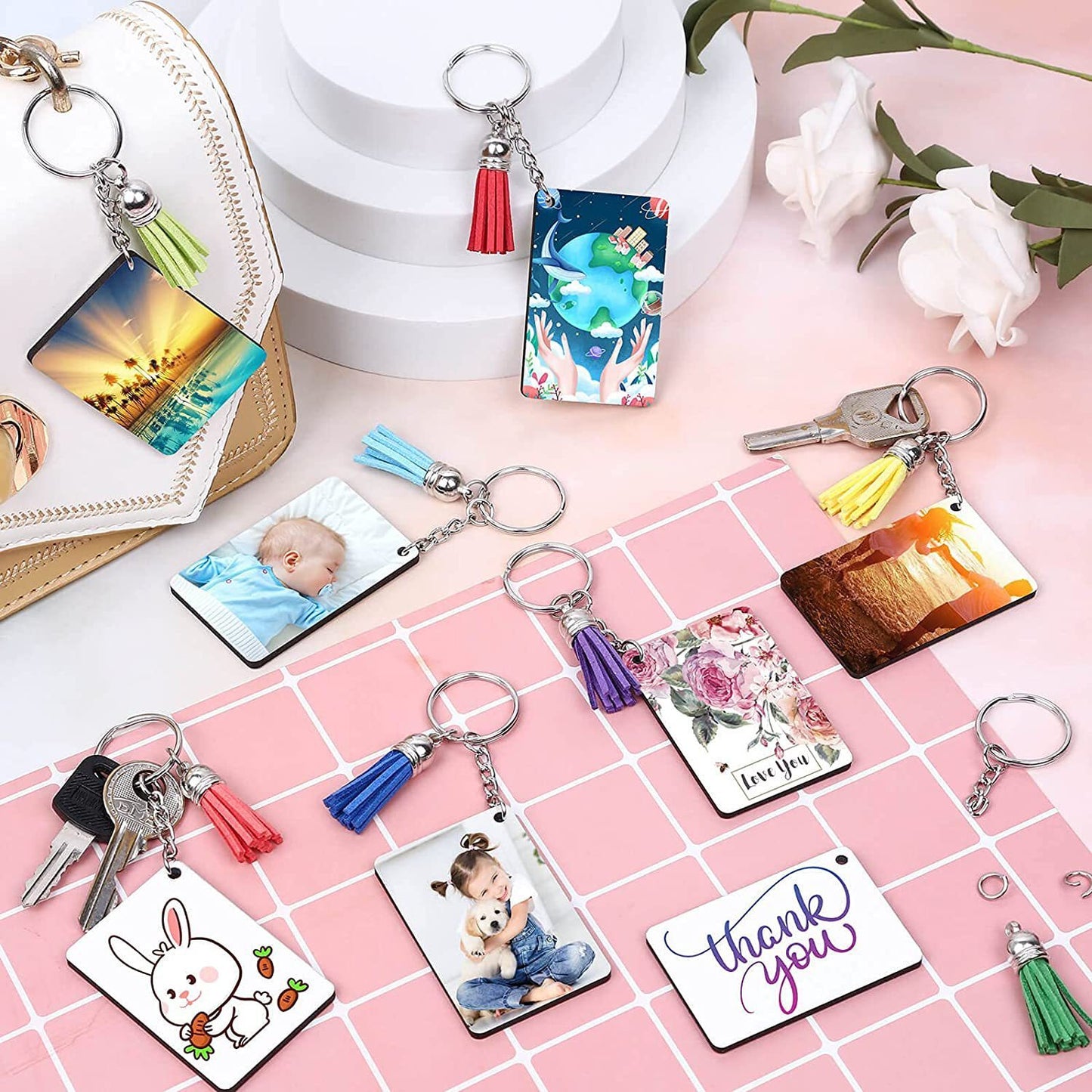 Sublimation Tassel Blank Density Plate Keychain