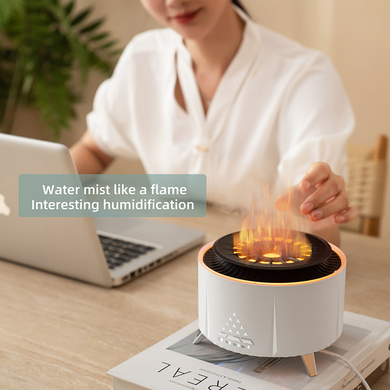 Diffuseur d'humidificateur de volcan télécommandé, vente en gros, diffuseur de flamme de feu avec lumières, nouvel arrivage