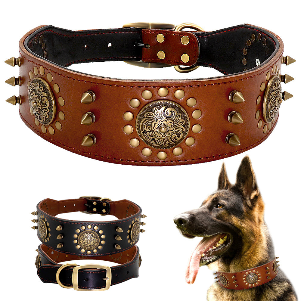 Collier pour chien clouté Collier pour chien anti-morsure pour grand chien 